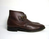 vintage 1970s mens brown leather buckled ankle Beatle boots
