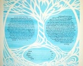 Tree of Life Ketubah - papercut wedding artwork and hand lettering - calligraphy