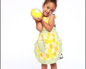 Childrens Apron for Girls Juicy Lemon Fabric