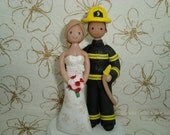 Personalized Firefighter Wedding Cake Topper