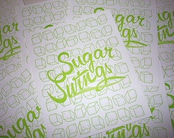 Sugar Swings Green Sugarcube Letterpress Kitchen Print