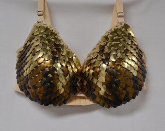 Scalemail Belly Dance Bra Top in knitted Dragonhide Armor made to order
