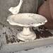 Petite Garden Bird Bath Rustic And Distressed, Shabby Chic White