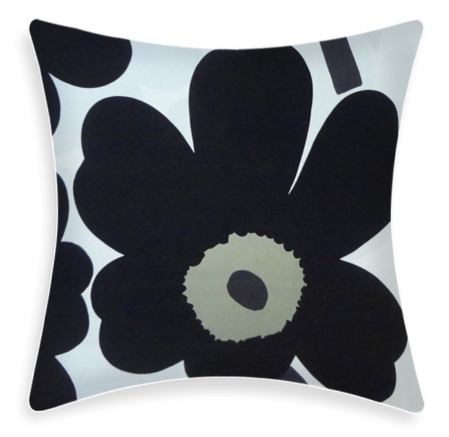 Euro Sham Marimekko Pillow Cover - Unikko Black 24 x 24 inches