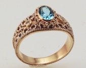 Blue Topaz Royal Ring - in 14K Gold