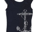 Womens Vintage ANCHOR Scoop Neck Tee - american apparel T Shirt S M L XL (4 Color Options)