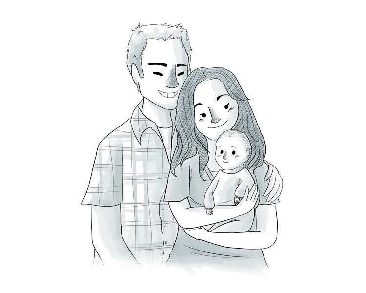 Custom Little Cartoon Family Portrait Simple