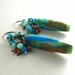 Peruvian Blue Opal, Jade and Jasper Wire Wrapped Earrings