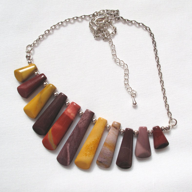 Mookite Cleopatra Necklace, Australian Jasper bohemian jewelry in rustic fall colours - READY TO SHIP, by A Crooked Sixpence