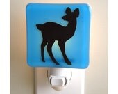 Deer Night Light - Hand Painted Glass Night Light - Sky Blue