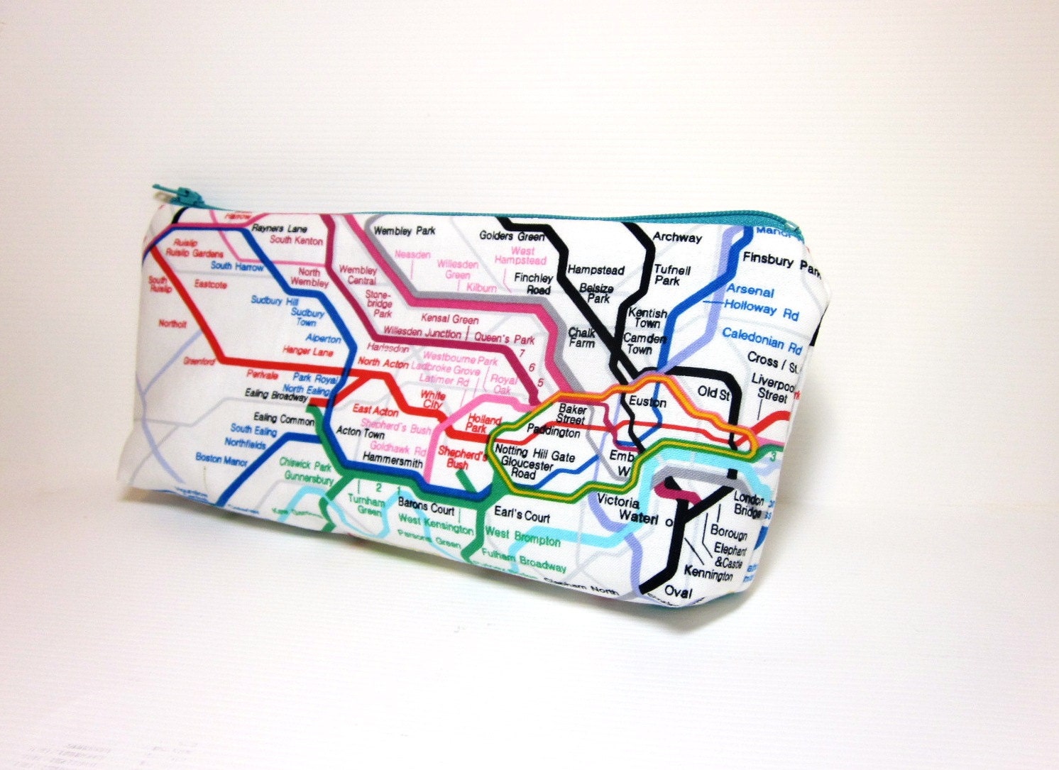 Medium  Zipper Pouch Pencil Case Travel Bag  London Underground - handjstarcreations