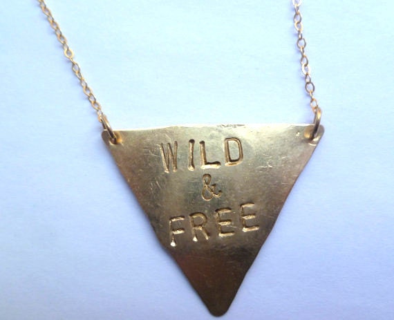 Stamped triangle necklace. Wild and Free or CUSTOM message