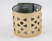 Leather Cutout Cuff - Geometric Triangle Pattern - Laser Cut (Metallic Gold)
