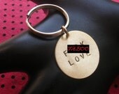 F .CK LOVE Keychain, Brass Disc Keychain, Love Keyring, Key Ring, Valentines Day, Anti-Valentines, Mature, Fuck Love