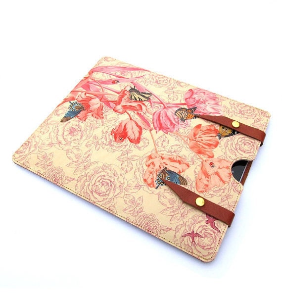 Leather iPad  case - Springtime
