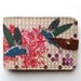 Leather card case/ Oyster card holder - Hummingbirds and flowers