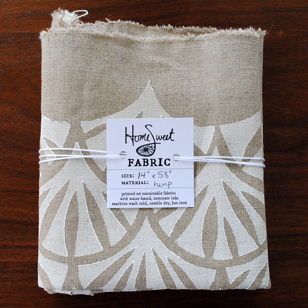 Block Printed Hemp Fabric- 14" x 58"