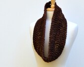 Unisex Infinity Scarf, Multicolor Brown Eternity Scarves, Tube Knit Neckwarmer