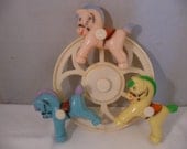 Adorable Vintage Celluloid Type Rocking Horse Nursery Mobile Piece