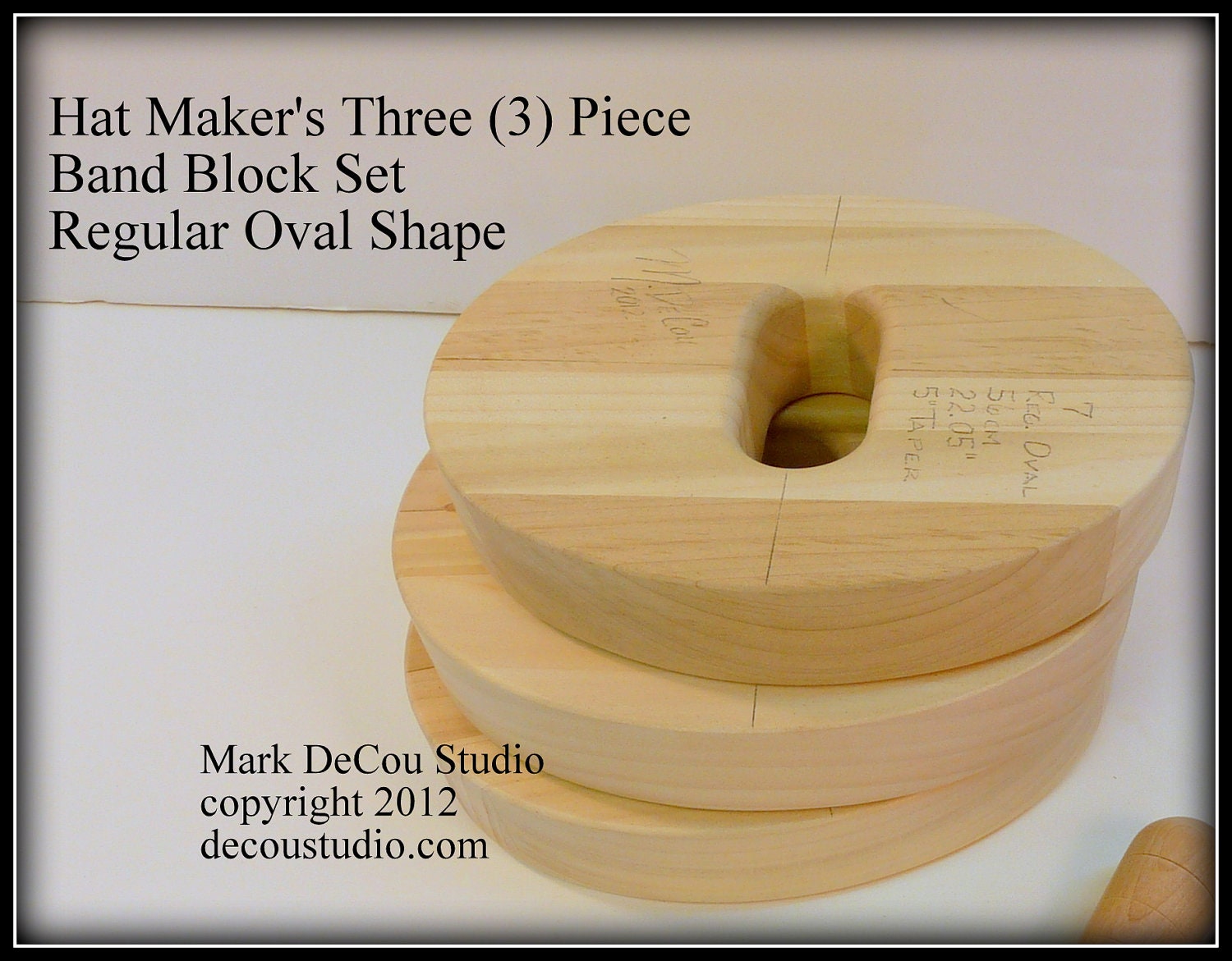 Hat Making Band Block Three (3) Piece Set  - - Regular OVAL Shape - - Small, Medium, Large Hat sizes