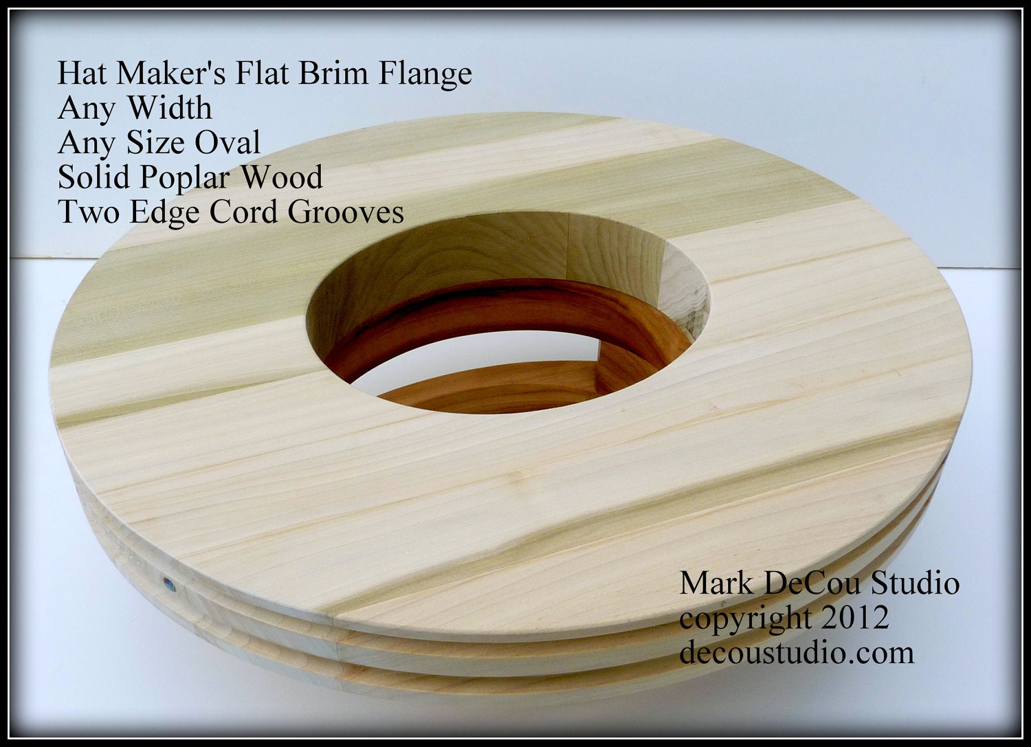 Hat Making Millinery Flat Brim Ironing Flange, Any Size, Any Oval Shape, Any Flange Width, Solid Poplar Wood