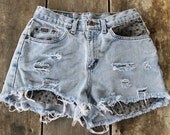 cutoff vintage shorts with gray reclaimed vintage fabric. high waisted. size 10.