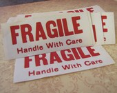 Vintage FRAGILE Handle With Care POSTAGE Post Labels x 15