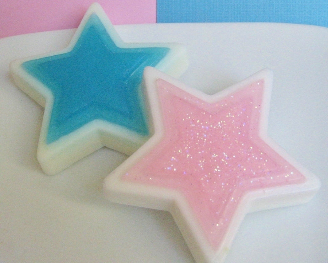 Star Soap Favors for Baby Showers, Baptism, Christening and Baby Naming Parties - 20 Star Shaped Soaps in Light Blue or Light Pink