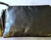 Black Clutch in Nubby Faux Leather, Vegan Lover Purse, Bags and Purses