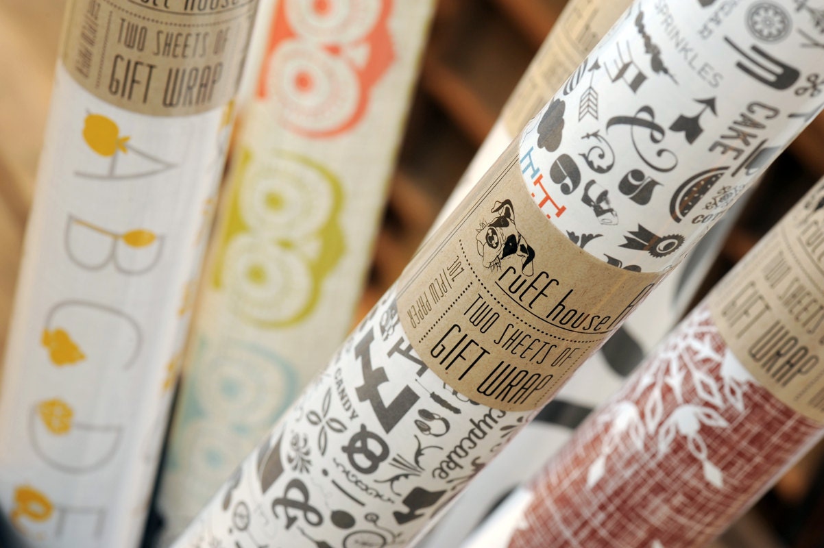Gift Wrap Paper Happy Birthday - Collage Presents Candy
