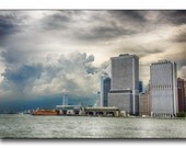 Manhattan Waterfront Fine Art Photography - New York Ferry Terminal, East River, Skyscrapers, Blue,