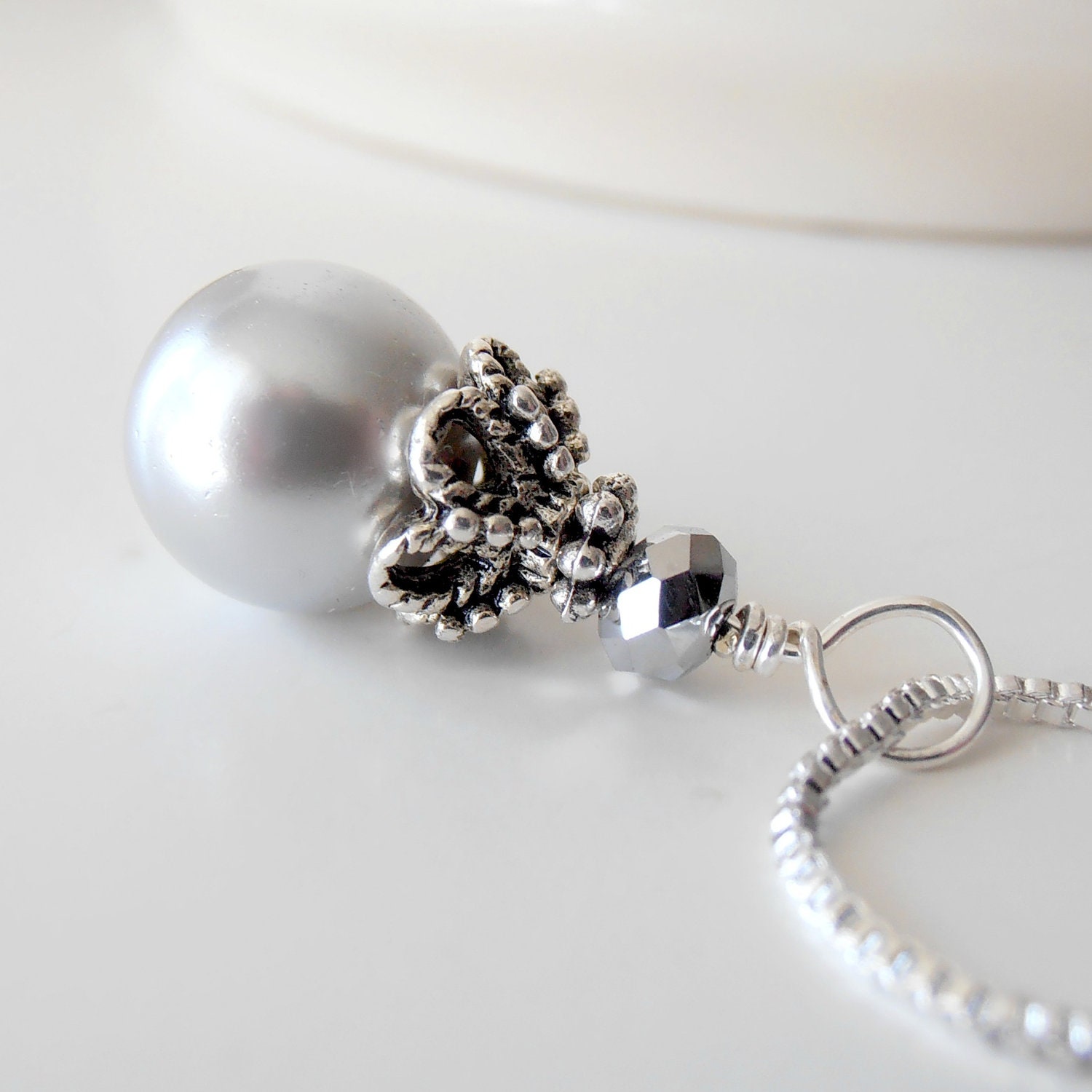 Gray Bridesmaid Jewelry Wedding Jewelry Beaded Earrings Gray Pearl Bridesmaid Earrings Bridal Jewelry Sets Beaded Dangles Handmade Guinevere