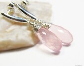 Sterling Silver Gemstone Dangle Earrings with Rose Quartz