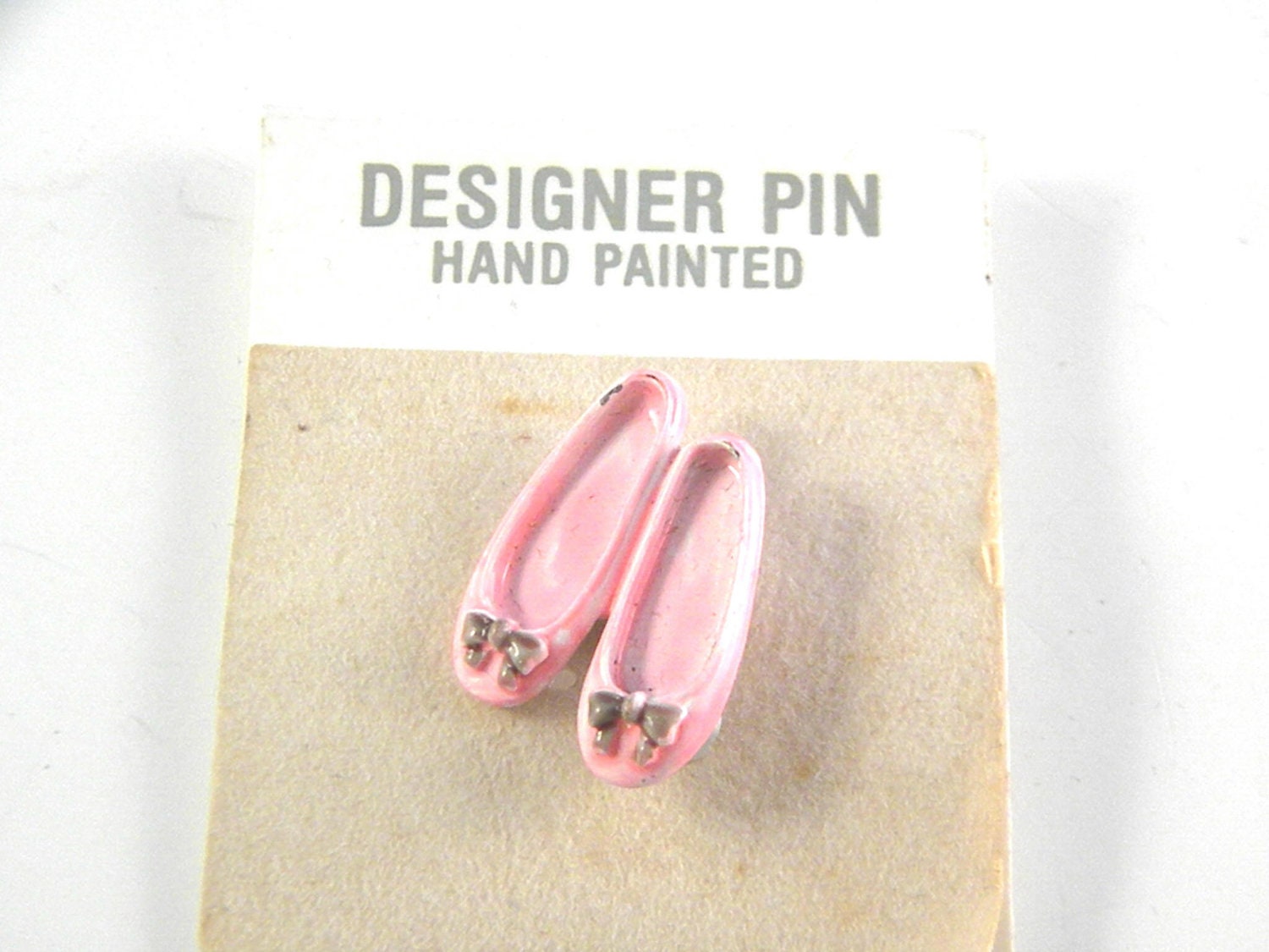 JJ Jonette Pink Enamel Ballet Slippers Vintage Brooch Pin