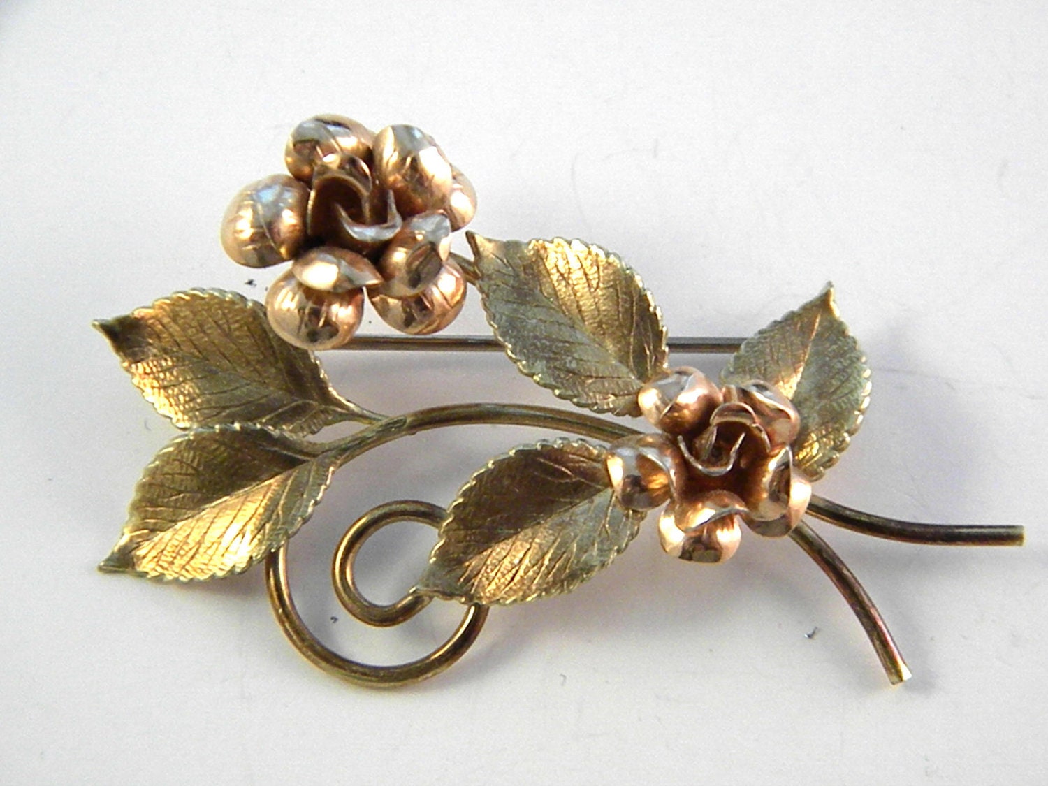 Krementz Floral Brooch Vintage Jewelry Pin