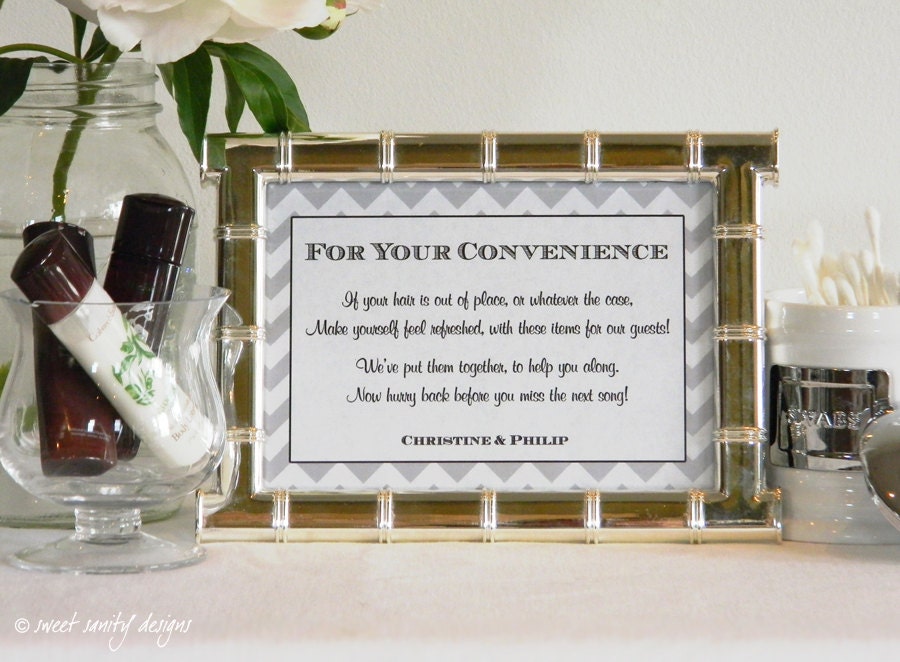 Reception Print - For Your Convenience  //  Wedding Bathroom Sign