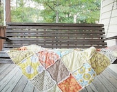 Picnic Quilt Throw, Rag, Modern Meadow Sunglow, ALL NATURAL, fresh modern handmade