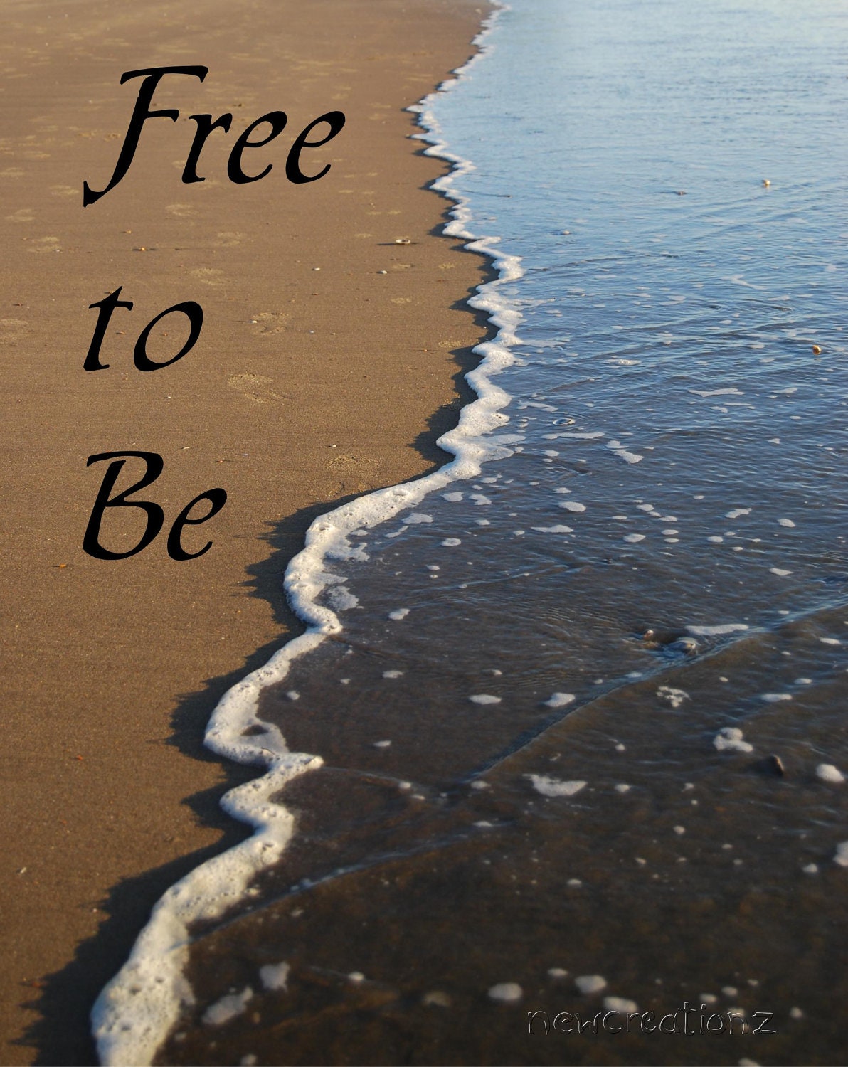 Printable Beach sea shore wave print 8x10 photographic wall art  - free to be 8x10, 10x10, 16x20, 11x14, 20x30