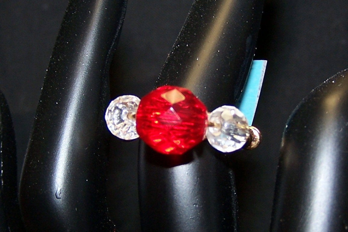 CLEARANCE - Red Swavorski Crystal Wire Wrapped Ring