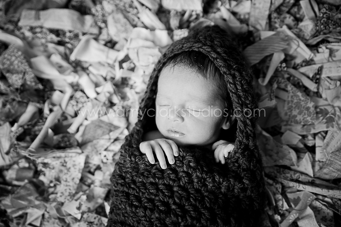 Baby Girl Unisex Newborn Hooded Cocoon Photography Props Black Infant Chunky Bunting MADE TO ORDER Baby Shower Gift