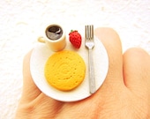 Miniature Food Ring Coffee Pancake Cute Food Jewelry
