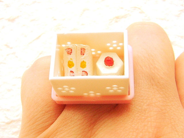 Miniature Food  Ring Strawberry Bento Miniature Food Jewelry