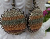 fabric button dangle earrings- desert sunset