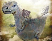 Dragon Art Print - "Domino" - 8.5x11 or 8x10 Premium Giclee Art Print - Fantasy illustration by Jessica Grundy