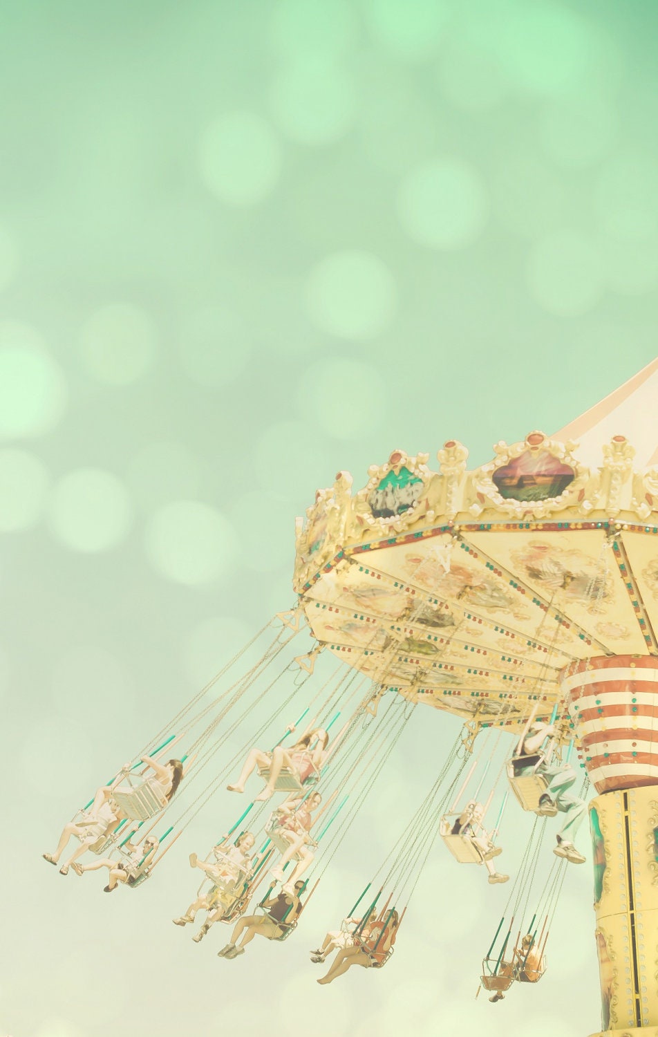 Carnival Swings - 5 X 7 Photography Print - Nursery Decor Summer Orange Yellow Games Carnival Fair Ride Texture Vintage