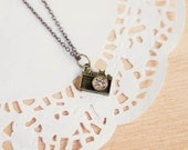 Pendant -SMILE-, vintage, camera, camera necklace, Antique Gold, vintage inspired, camera lovers, pendant for photographers.