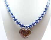 Roped in Heart- Kumihimo Necklace with Glass Heart Pendant