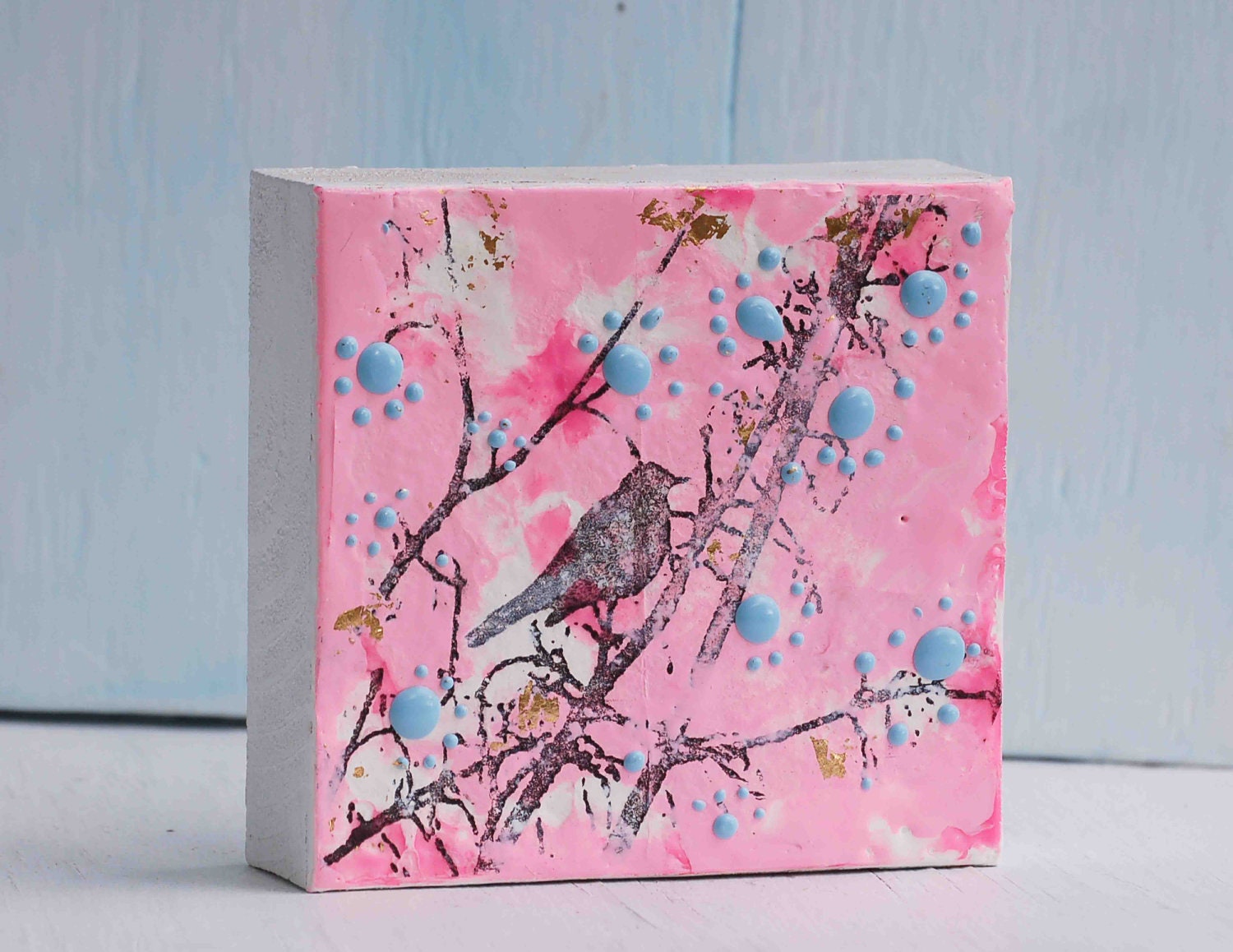 Pretty PINK Afternoon Original Encaustic Painting Nursery Art Children