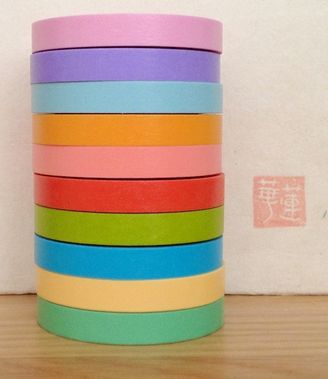 mt washi masking tape - NEW  2013 - light  colours - 7mm - set of 10