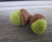 Felted Wool Acorns - Green Chartreuse Olive Moss
